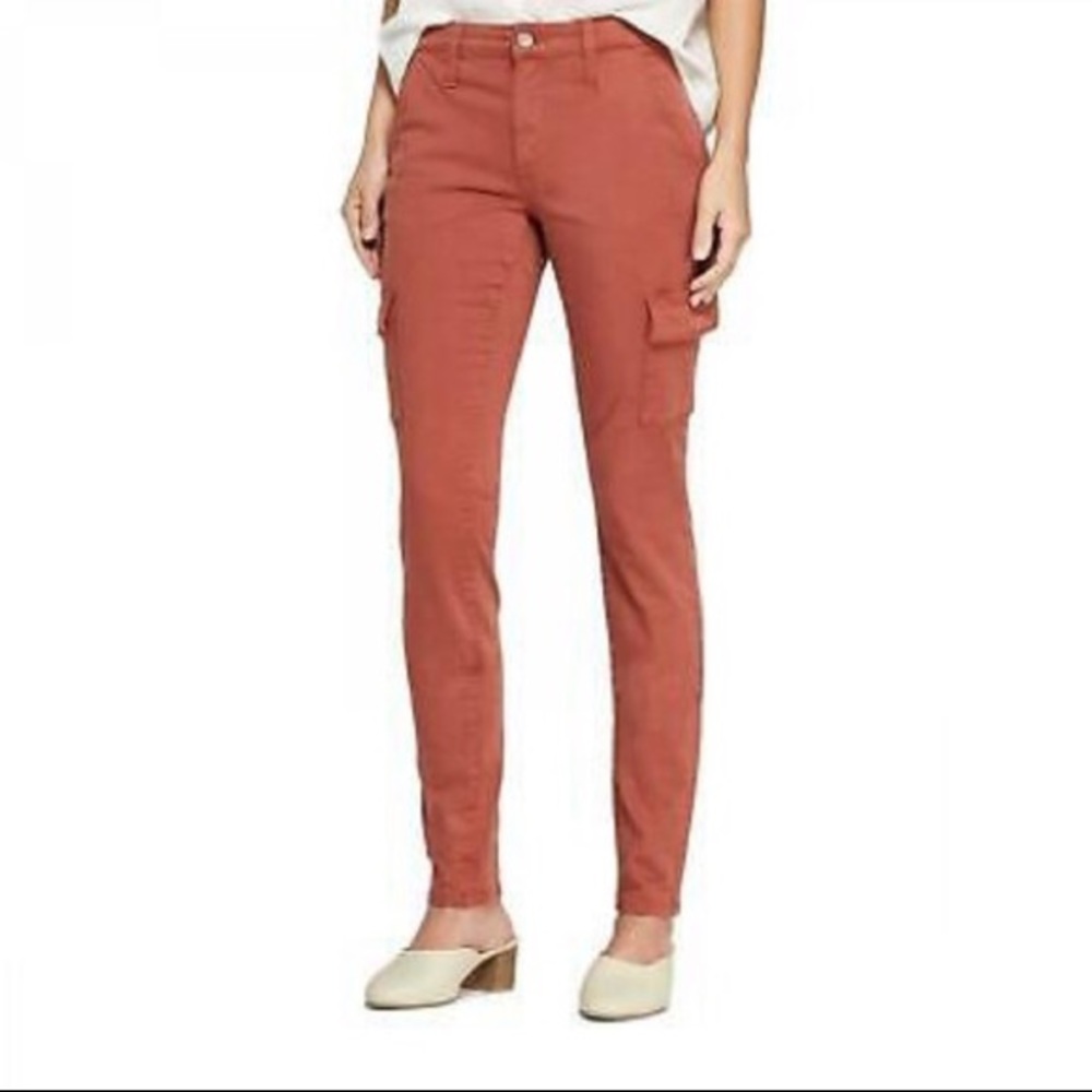 High rise rust cargo pants